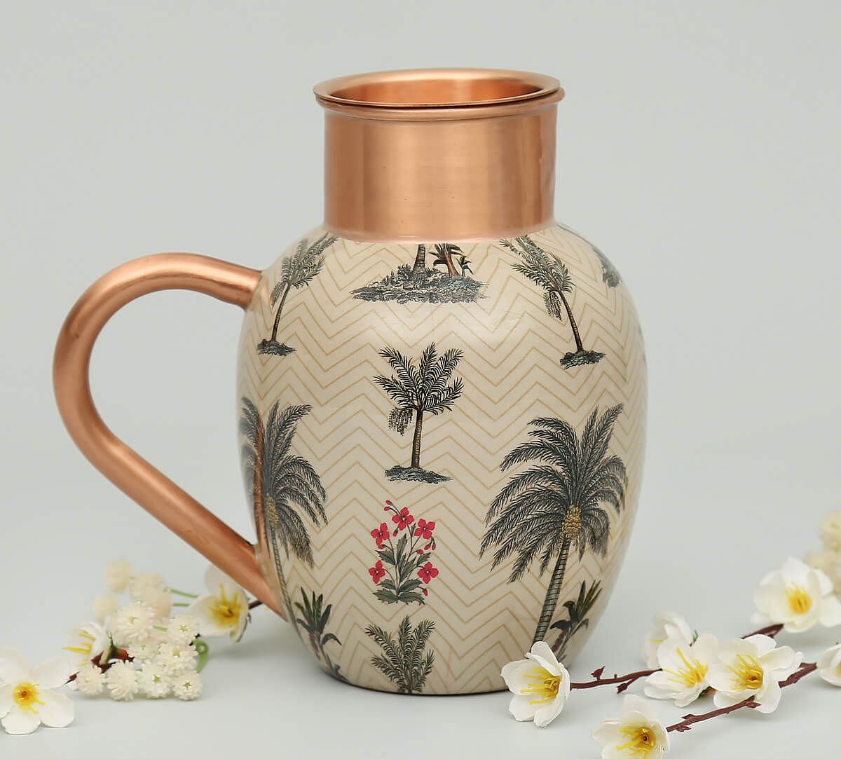 India Circus Chevron Palms Copper Jug