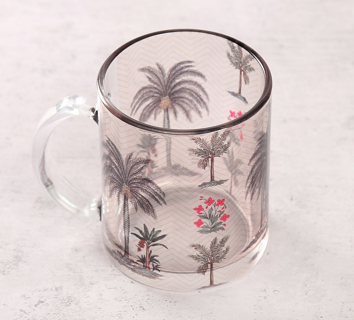 India Circus Chevron Palms Glass Mug