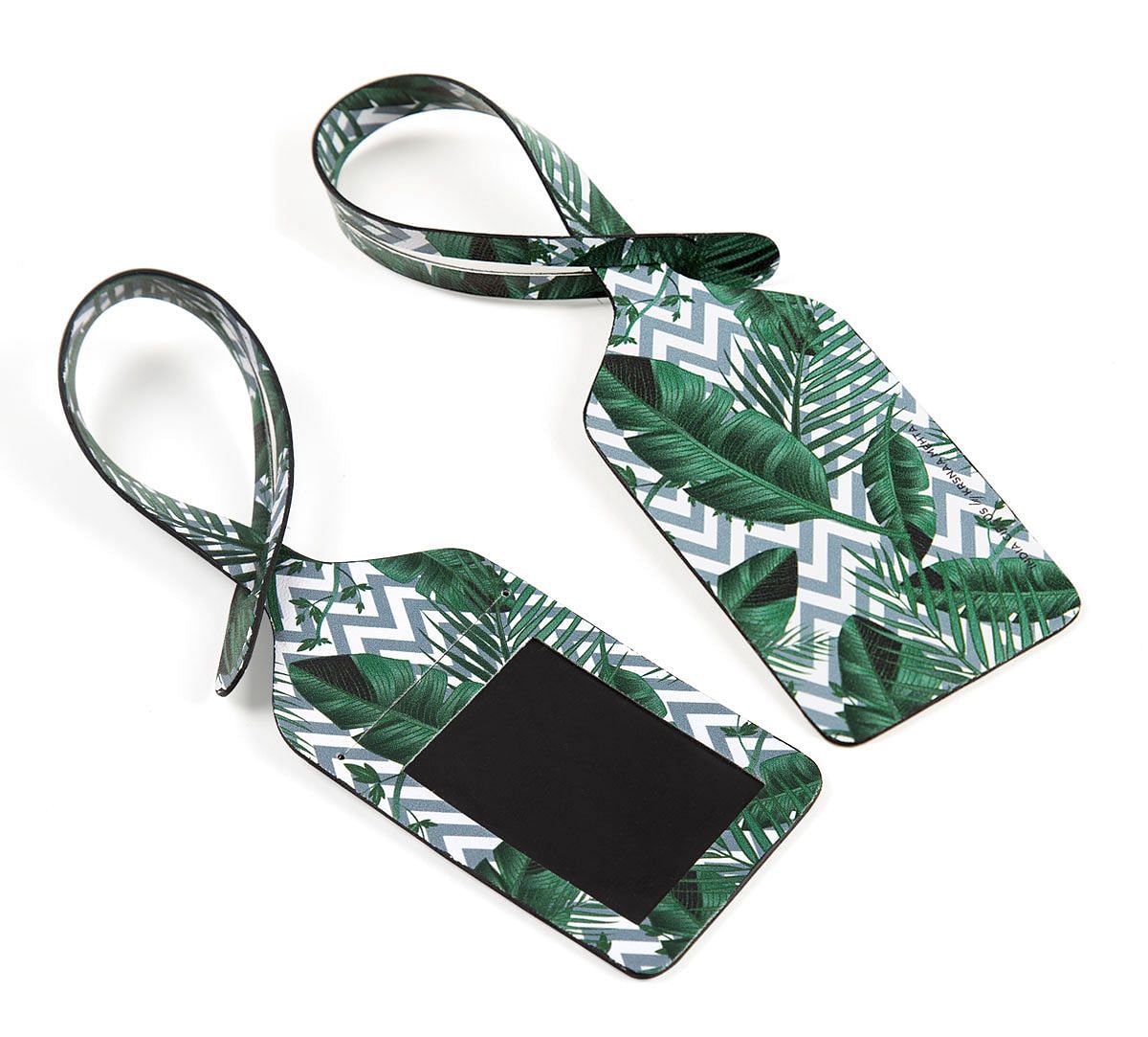 India Circus Chevron Tropical Leaves Travel Tag Set of 2
