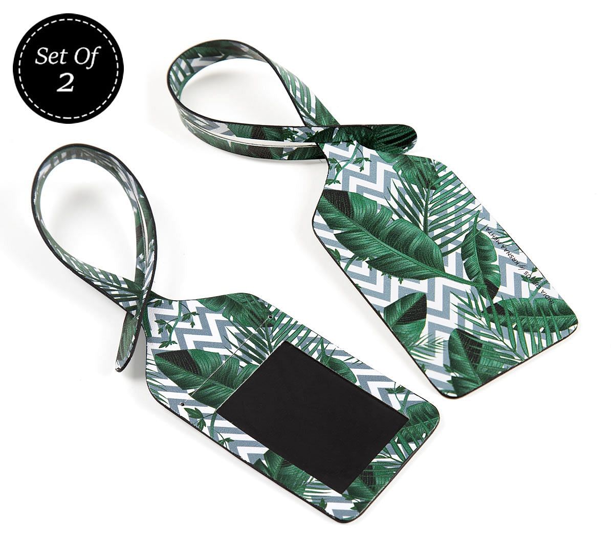 India Circus Chevron Tropical Leaves Travel Tag Set of 2