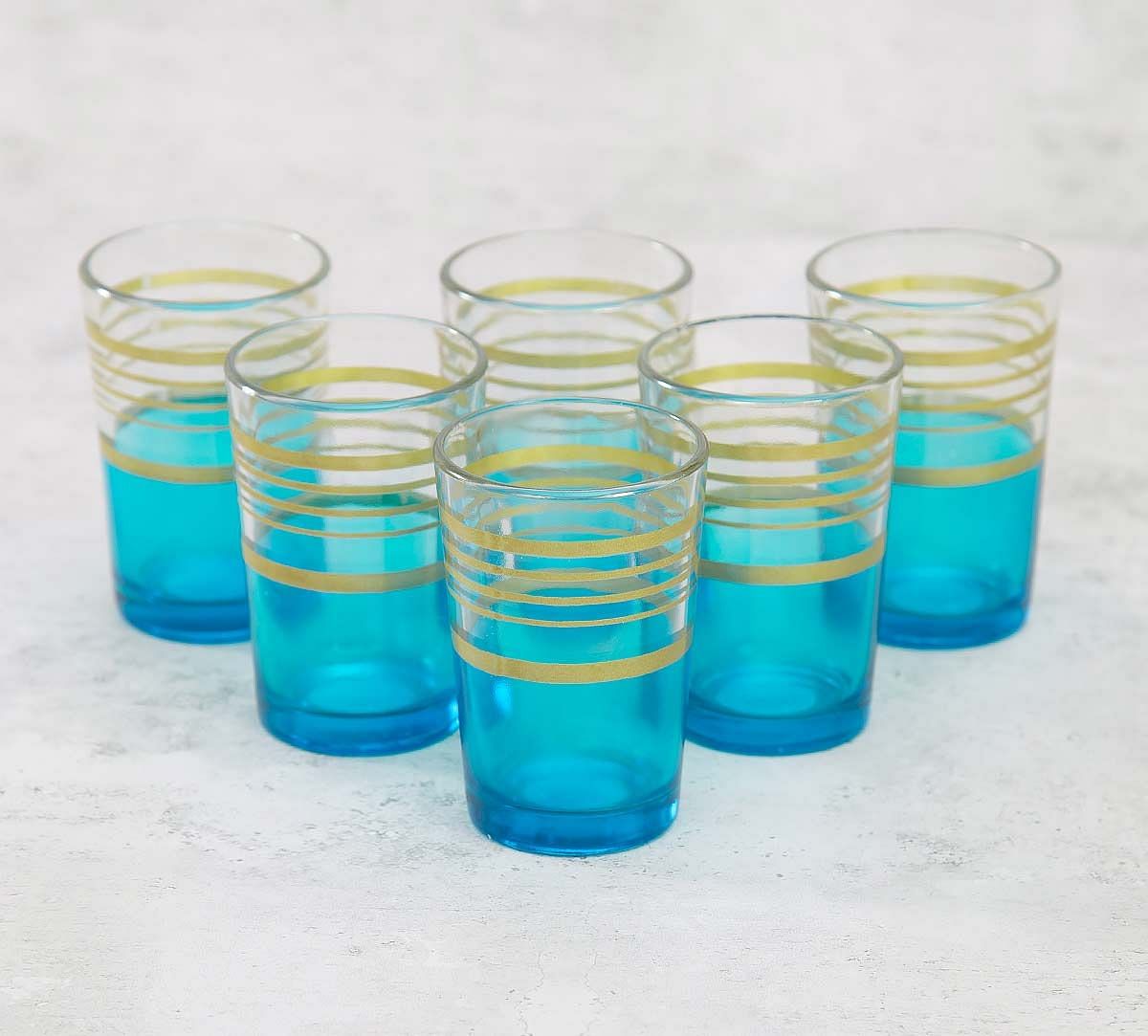 India Circus Circle of Life Blue Moroccan Glasses Set of 6