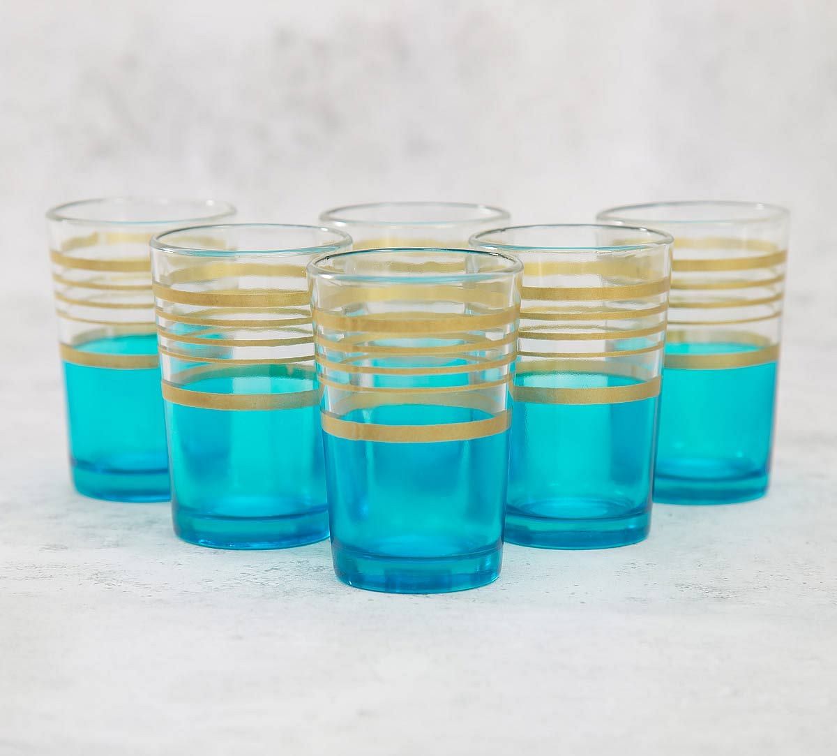 India Circus Circle of Life Blue Moroccan Glasses Set of 6