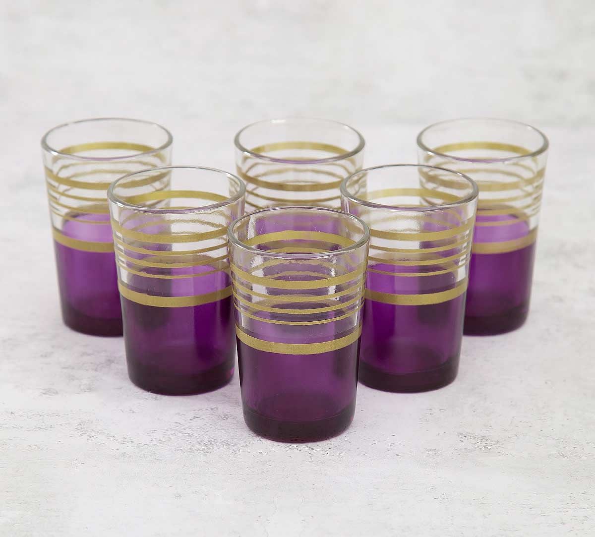 India Circus Circle of Life Purple Moroccan Glasses Set of 6