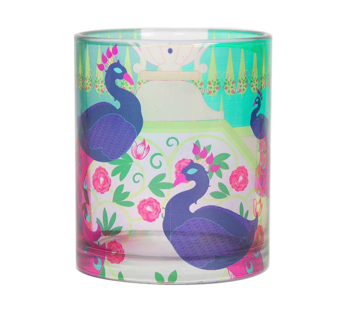 India Circus Conifer and Peacock Illusion Glass Coffee Mug