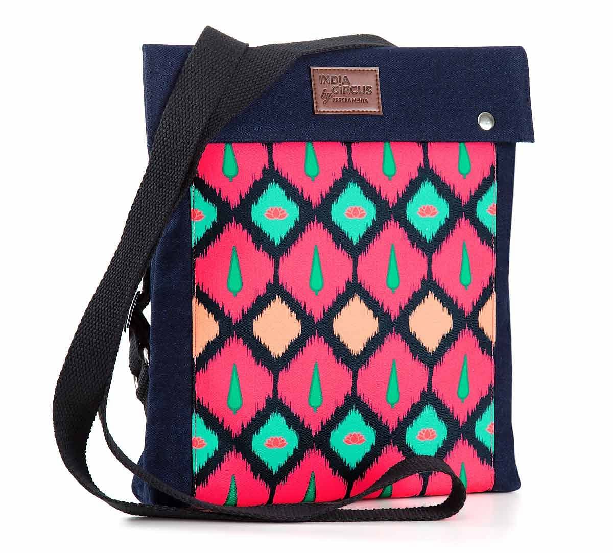 India Circus Conifer Symmetry Sling Denim Backpack