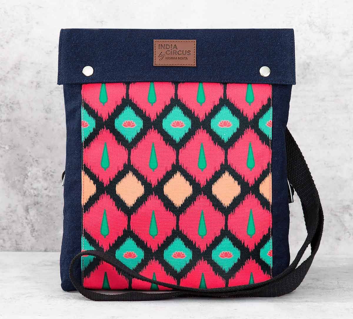 India Circus Conifer Symmetry Sling Denim Backpack