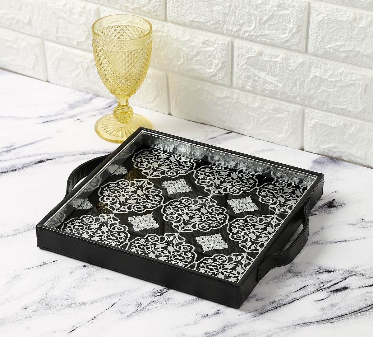 India Circus Damask Inception Leather Tray