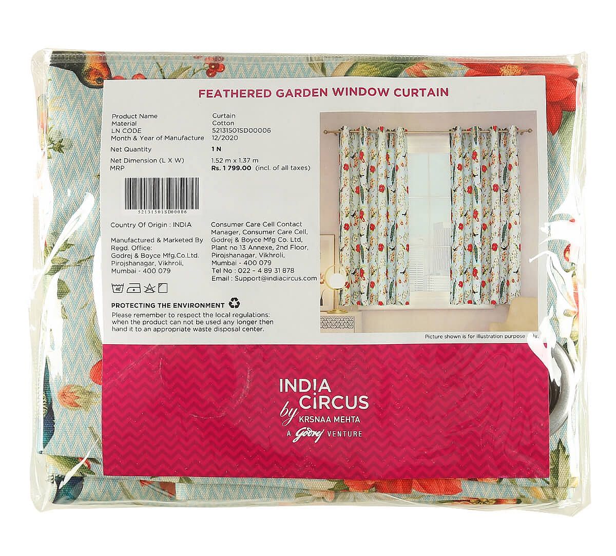 India Circus Feathered Garden Window Curtain