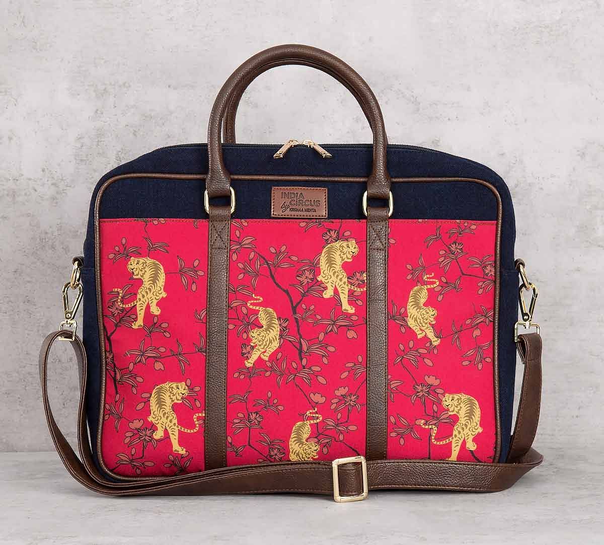 India Circus Ferocious Feline Denim Laptop Bag