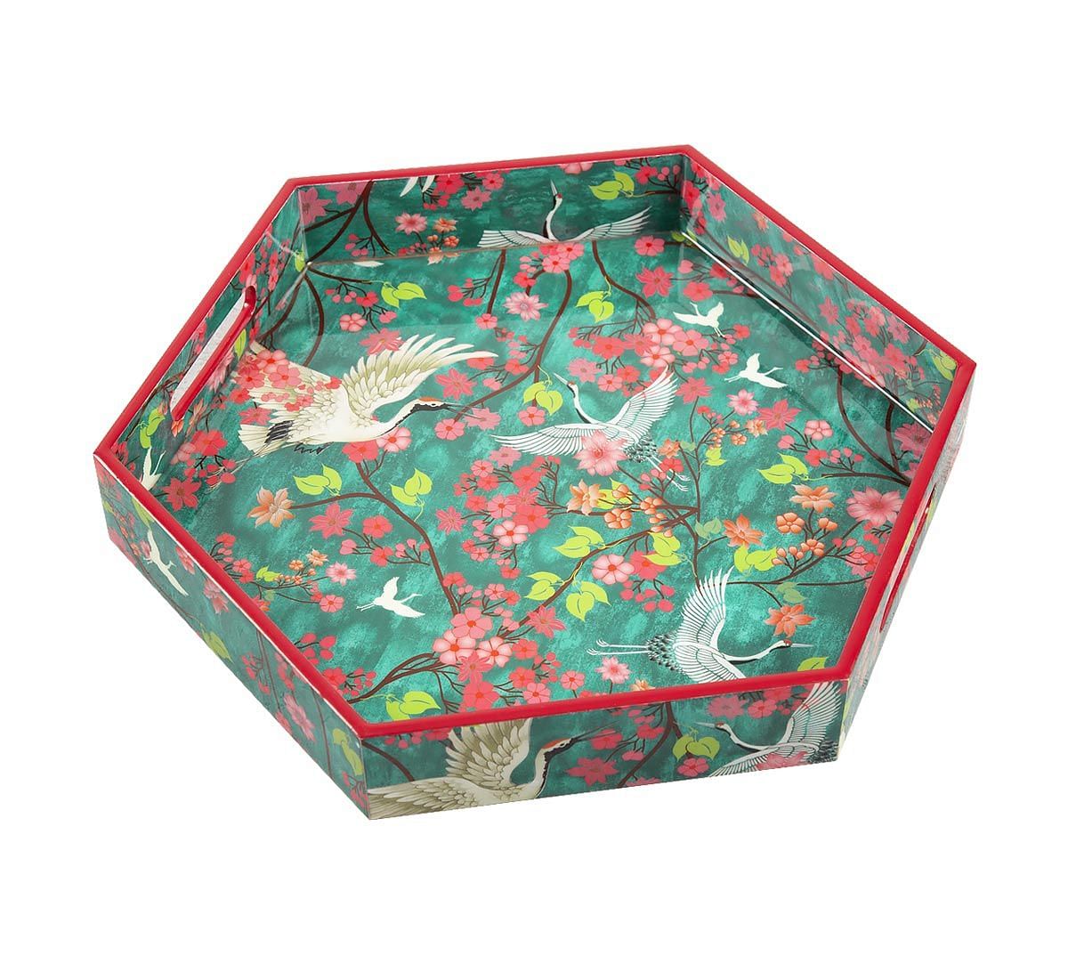 India Circus Flight of Cranes Hexagon Serving Tray