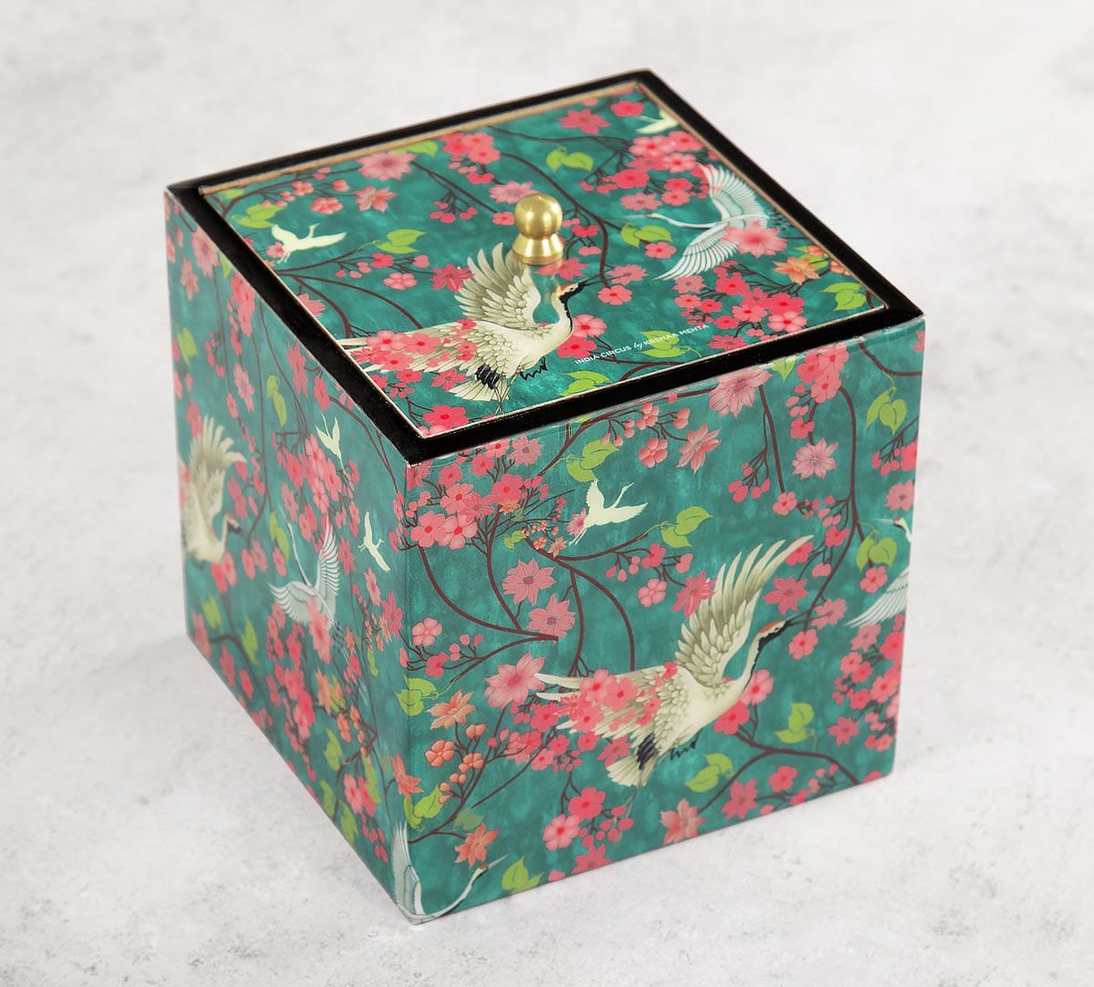 India Circus Flight of Cranes Square Storage Box