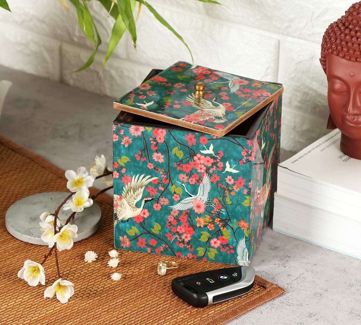 India Circus Flight of Cranes Square Storage Box