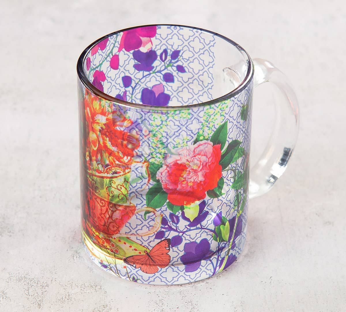 India Circus Floral Cup Illusion Glass Mug
