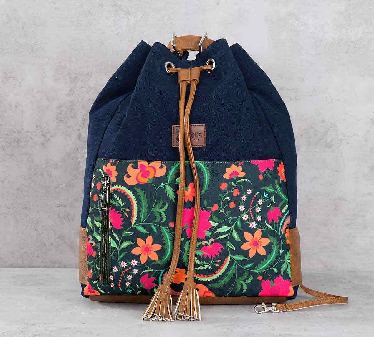 India Circus Floral Ecstasy Denim Hobo Bag