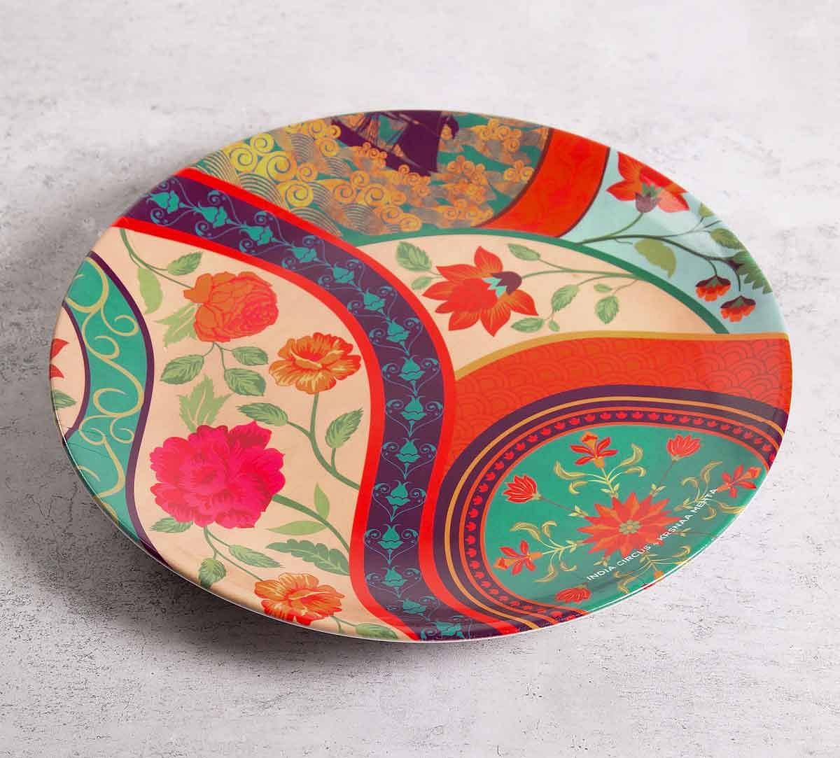 India Circus Floral Embroidery 10 inch Decorative and Snacks Platter