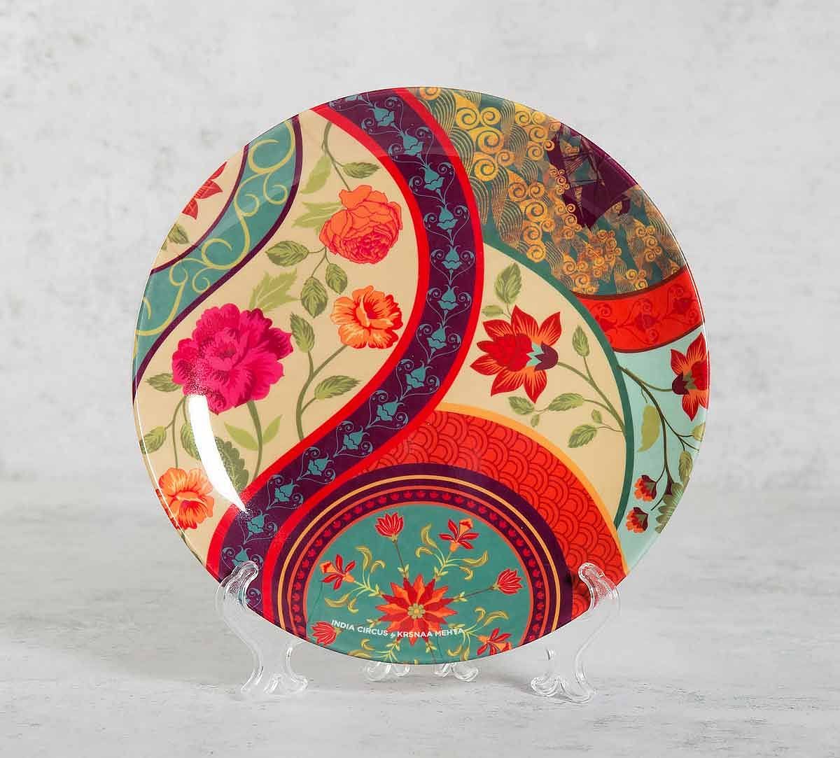 India Circus Floral Embroidery 8 inch Decorative and Snacks Platter