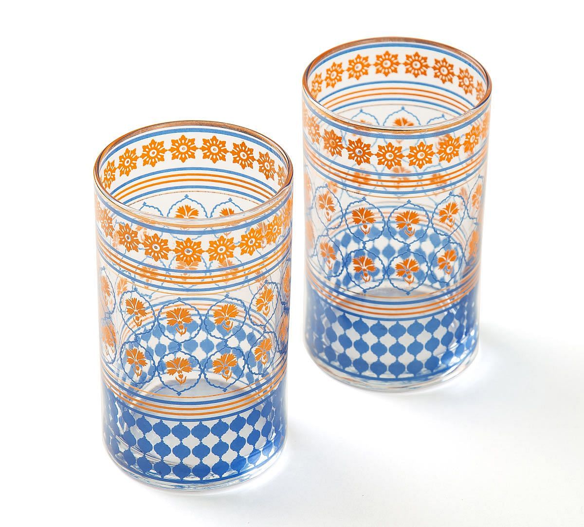 India Circus Floral Hypnosis Small Glass Tumbler (Set of 2)