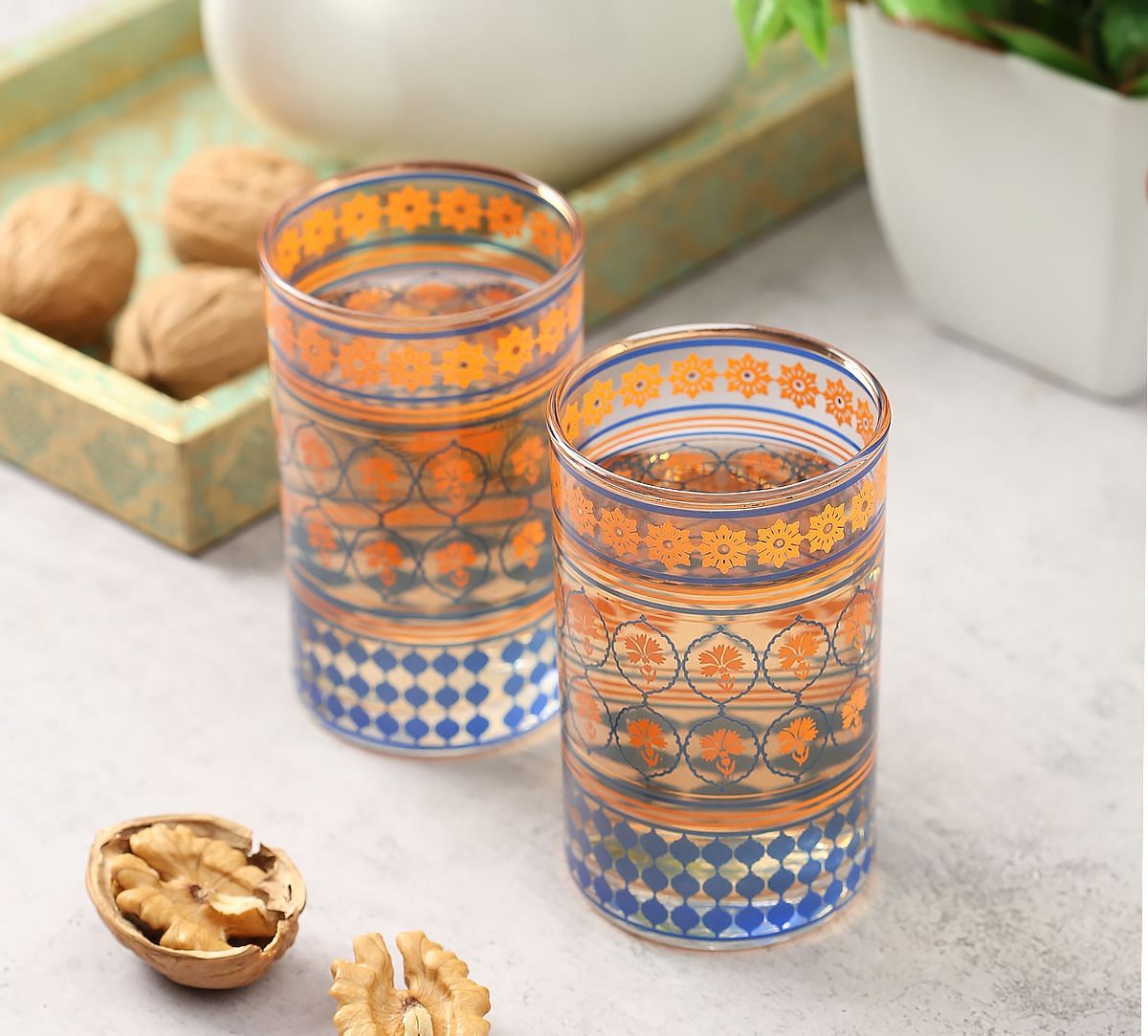 India Circus Floral Hypnosis Small Glass Tumbler (Set of 2)