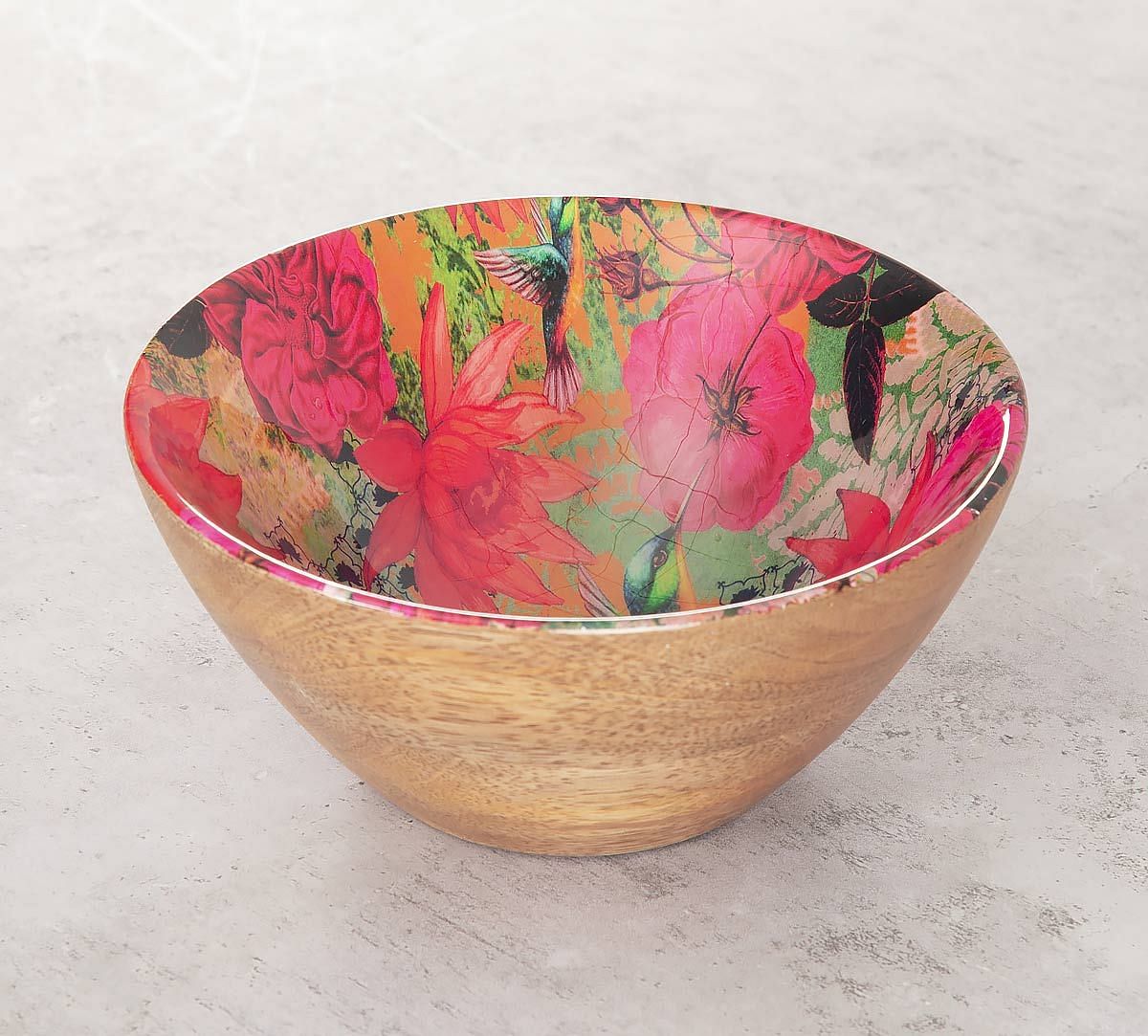 India Circus Floral Kingdom Wooden Bowl