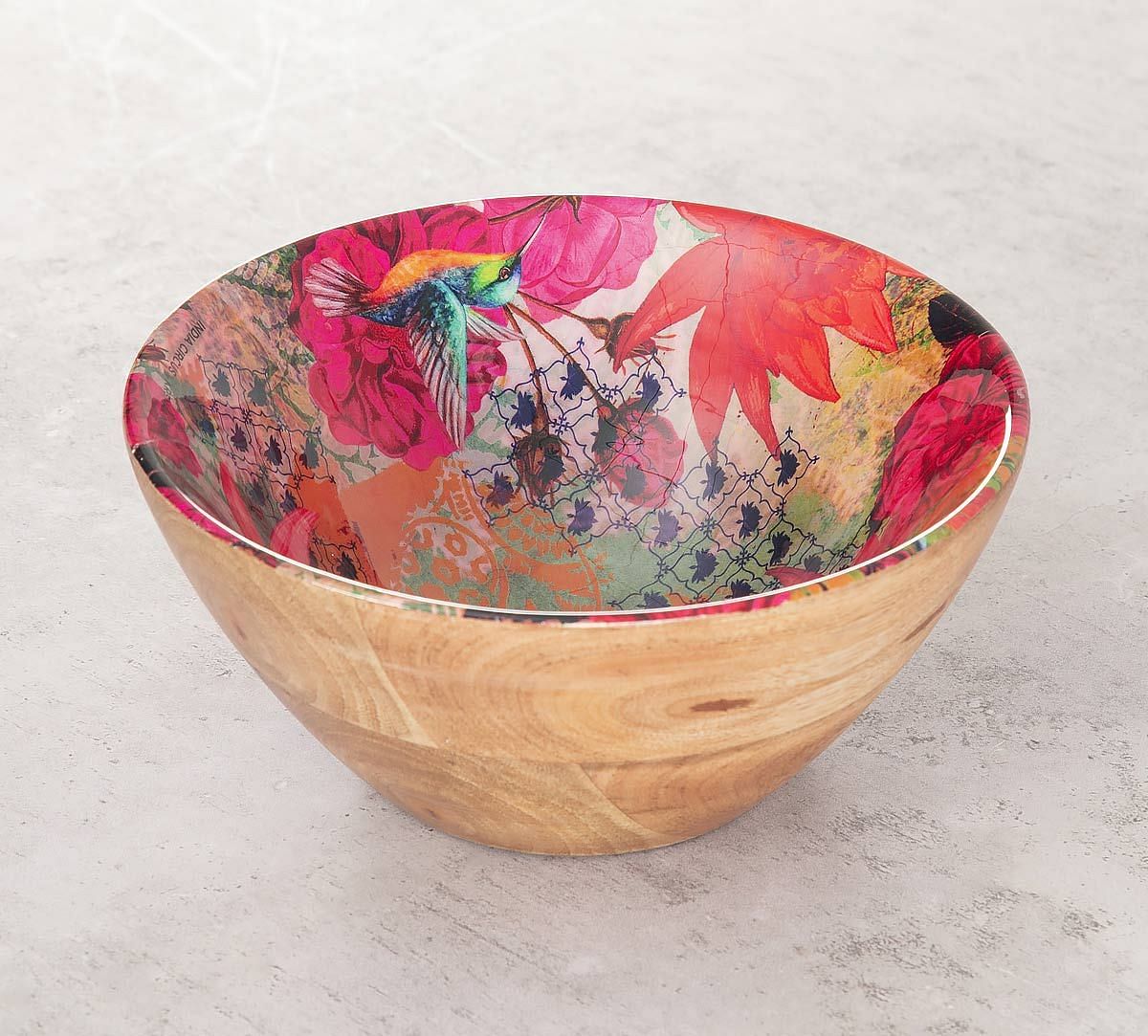 India Circus Floral Kingdom Wooden Bowl