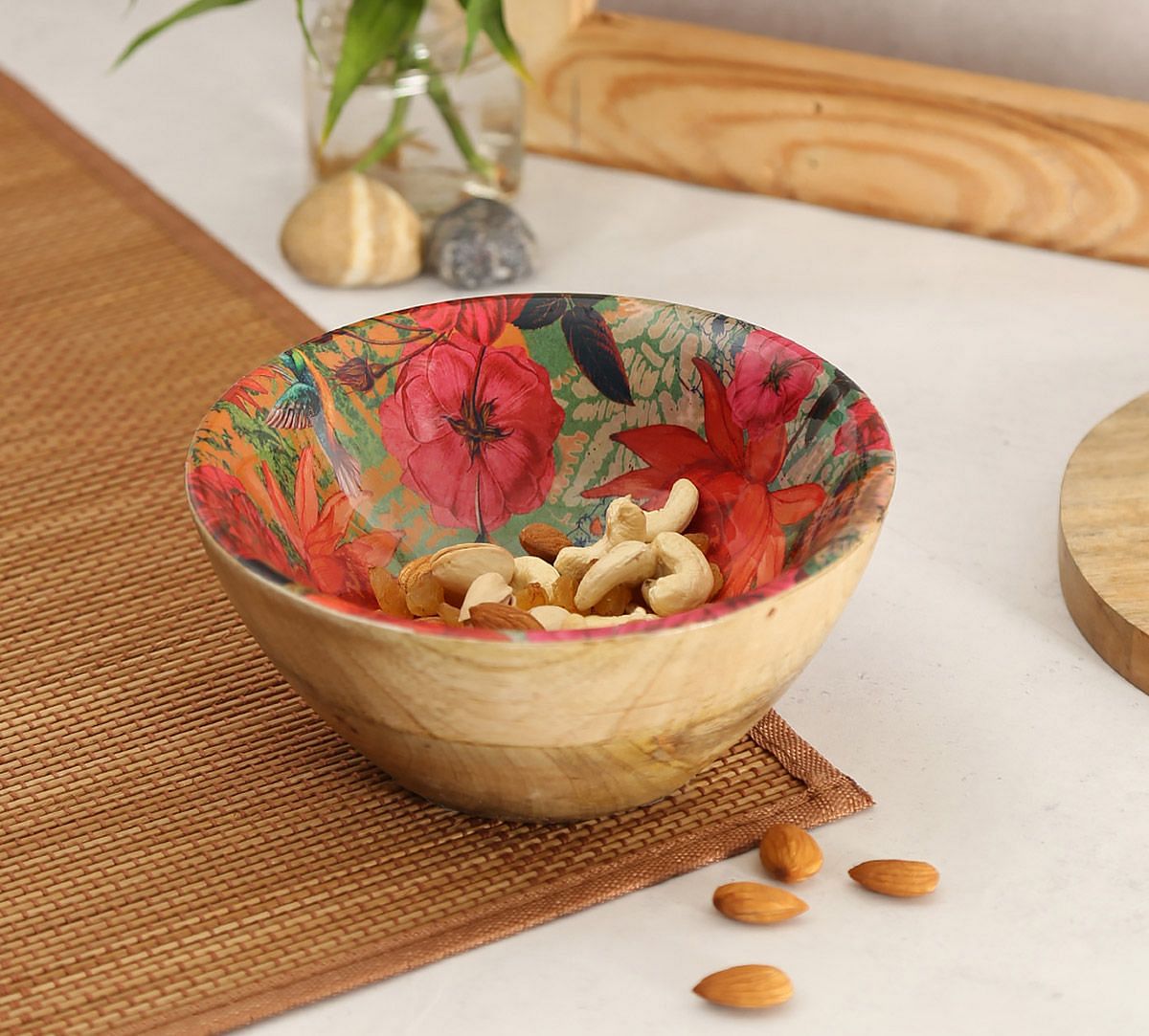 India Circus Floral Kingdom Wooden Bowl