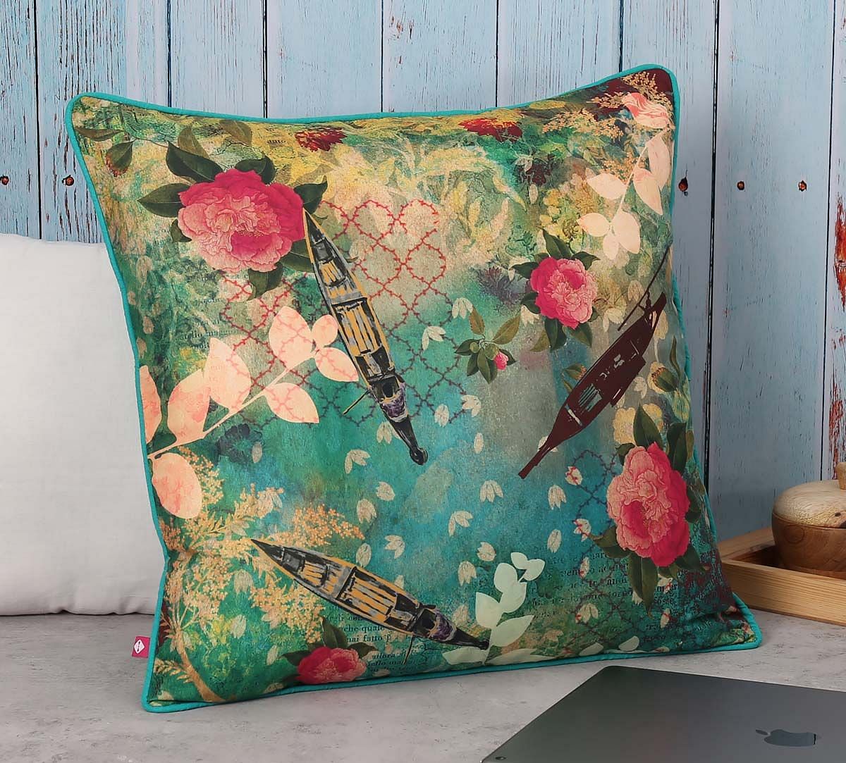 India Circus Floral Lake Inception Polyester Cushion Cover