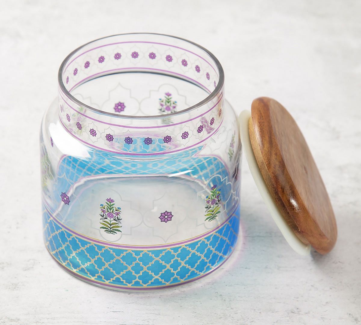 India Circus Floral Lattice Glass Jar