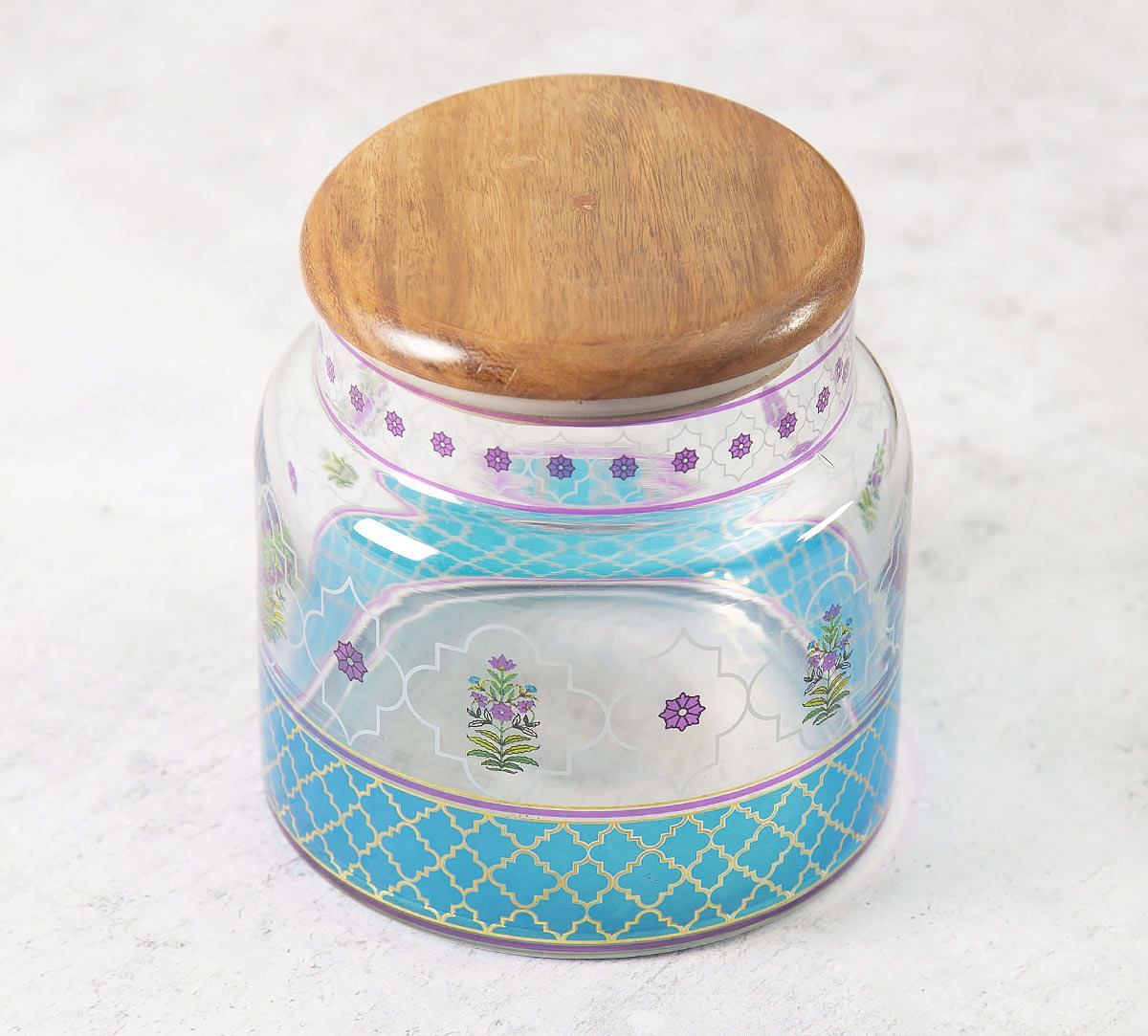 India Circus Floral Lattice Glass Jar