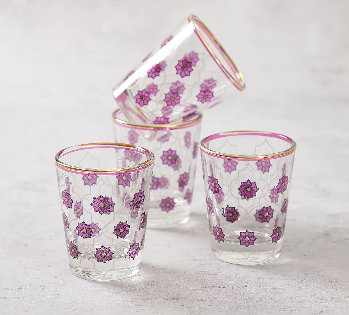 India Circus Floral Lattice Shot Glass (Set of 4)