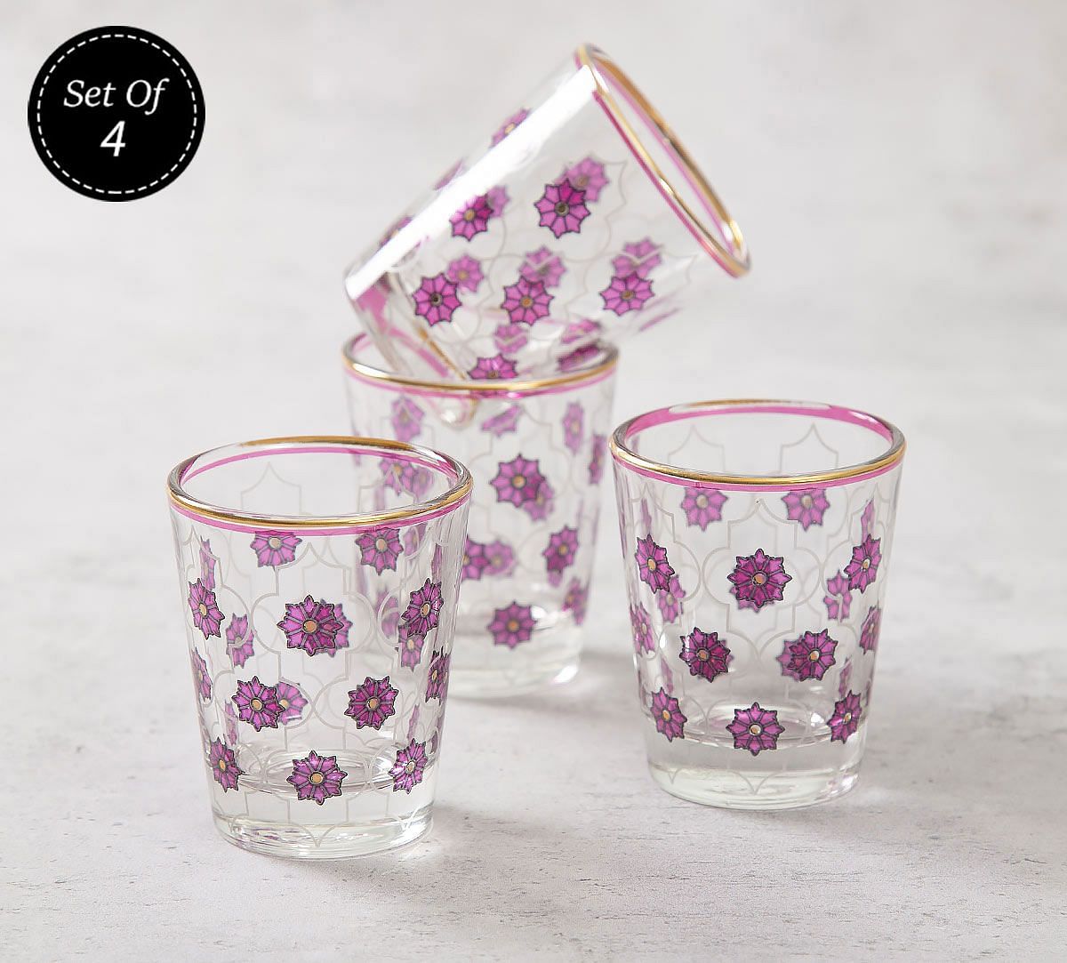 India Circus Floral Lattice Shot Glass (Set of 4)