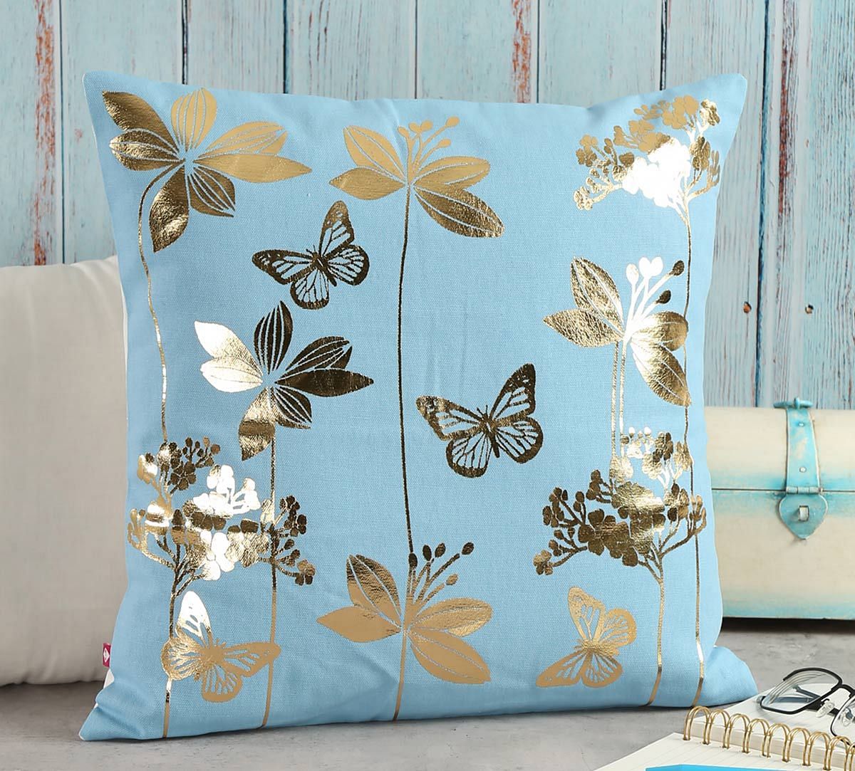 India Circus Fluttering Butterfly Foil Cushion Cover