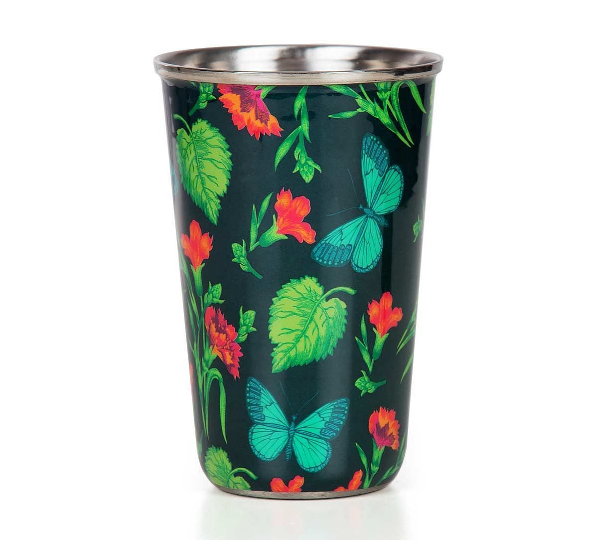 India Circus Fluttering Extravagance Steel Tumbler Set of 2