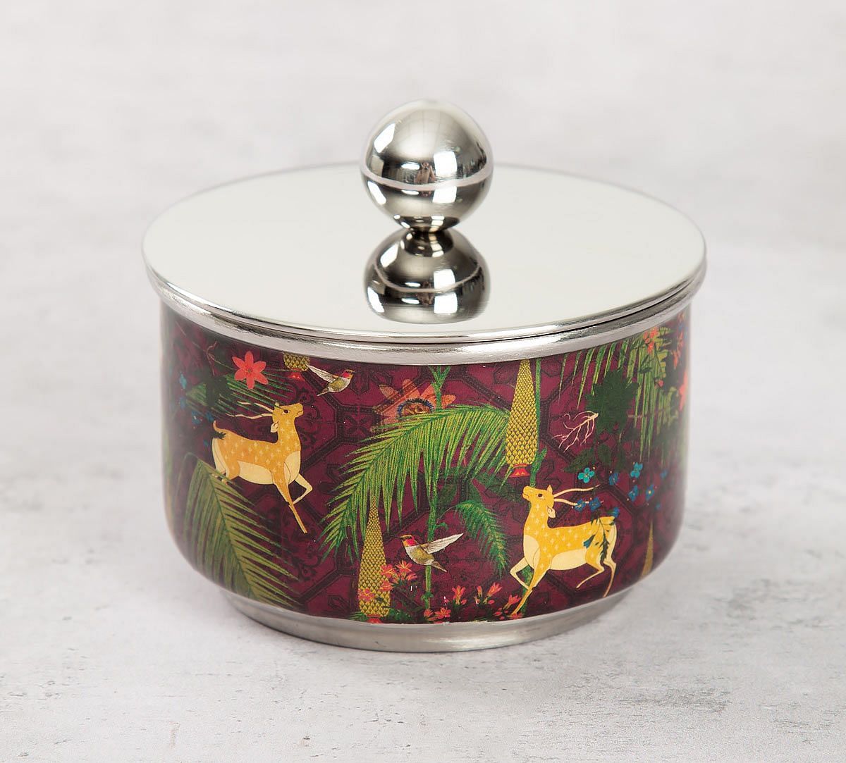 India Circus Forest Fetish Steel Bowl with Lid