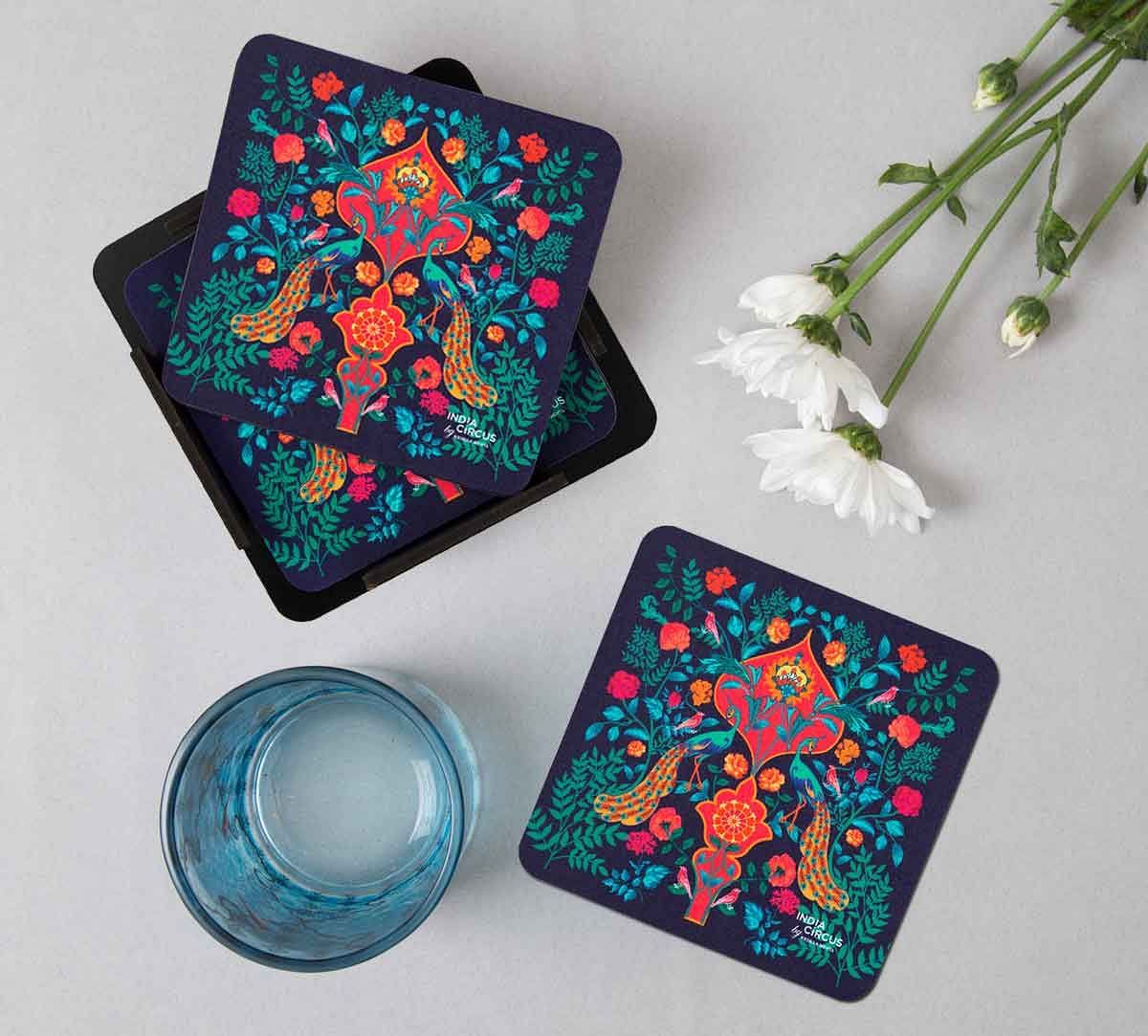 India Circus Fuchsia Birds and Floral Burst Table Coaster