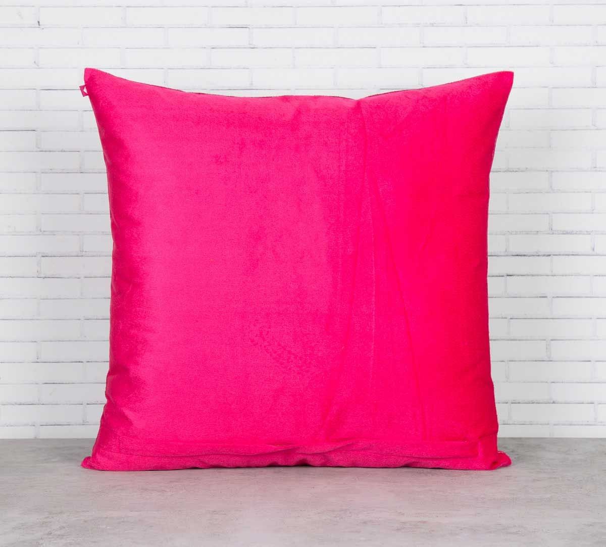 India Circus Fuchsia Palmira Blended Velvet Cushion Cover