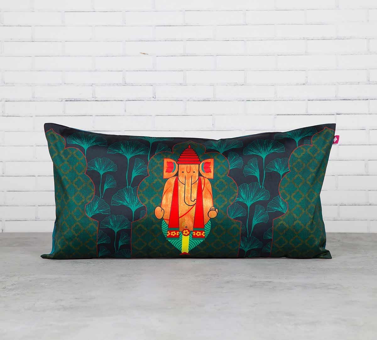 India Circus Ganeshas Riad Arch Blended Taf Silk Cushion Cover