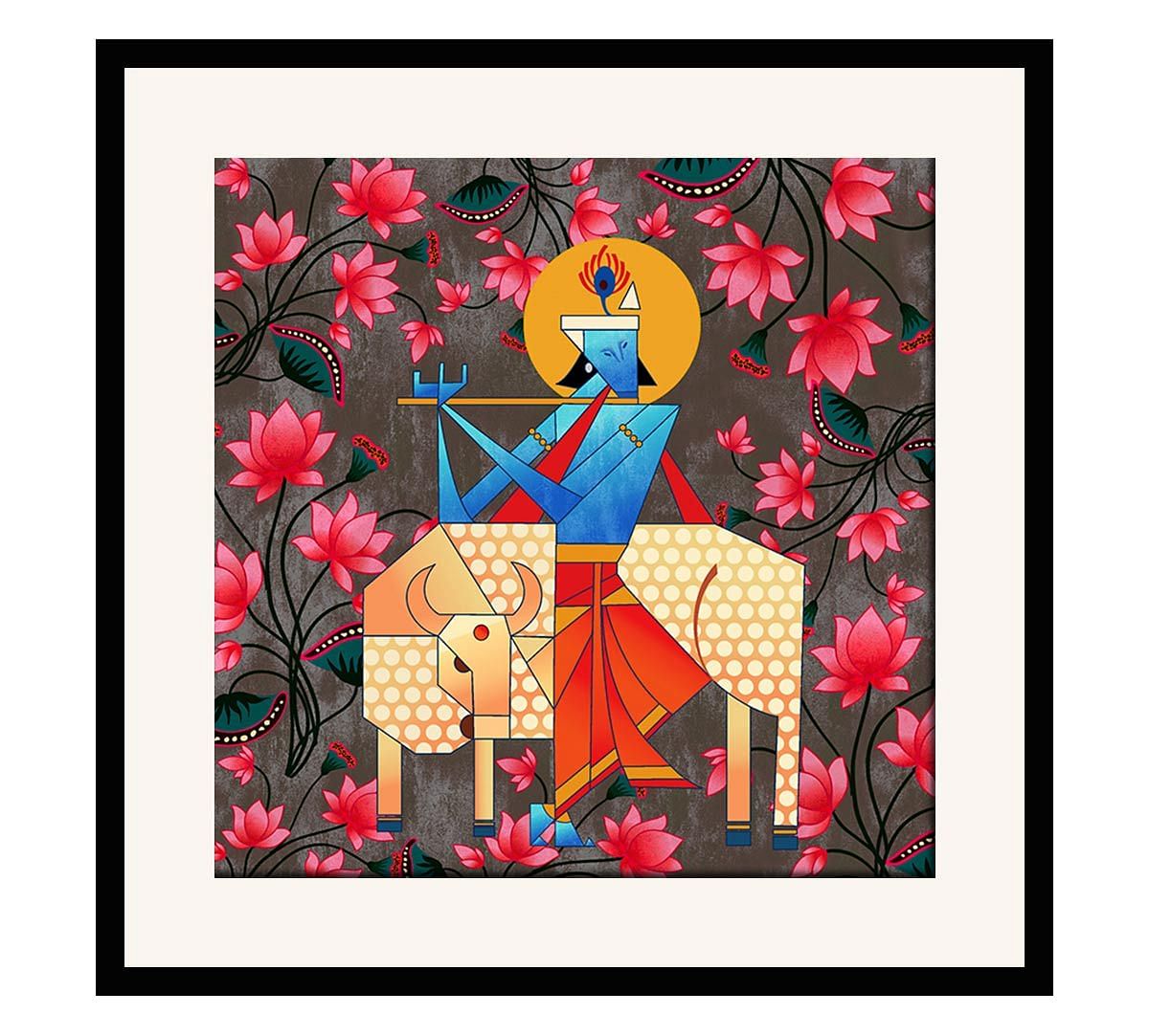 India Circus Geometrical Krishna 16 x 16 and 24 x 24 Framed Wall Art