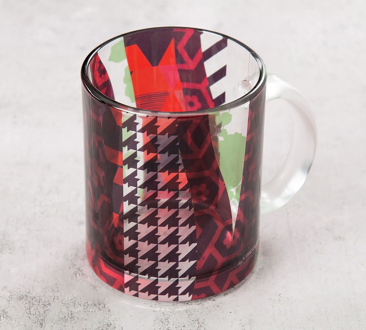India Circus Geometrical Straps Glass Mug