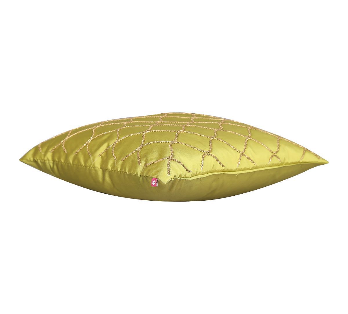 India Circus Gold Bead Olive Green Cushion Cover
