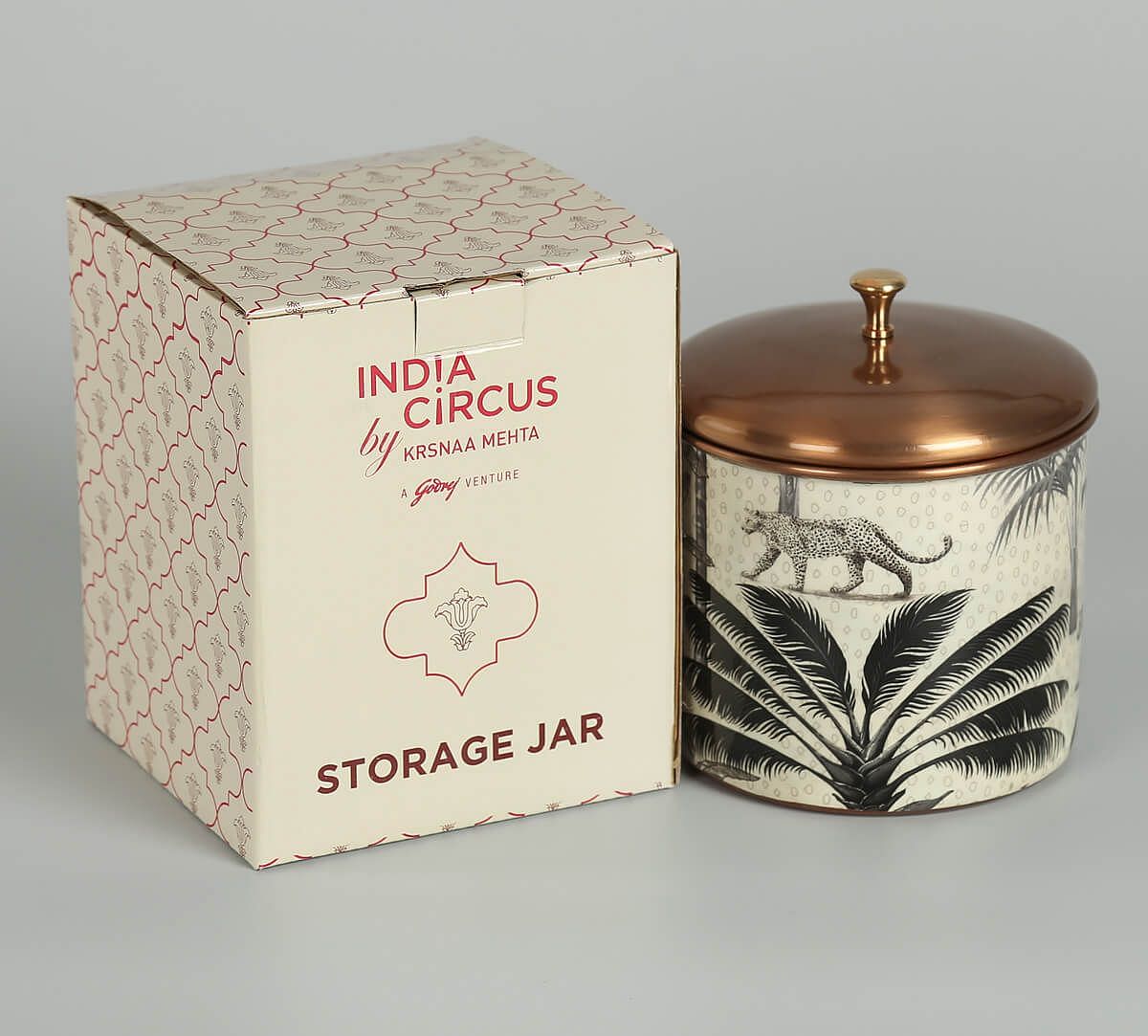 India Circus Grayscale Safari Storage Jar