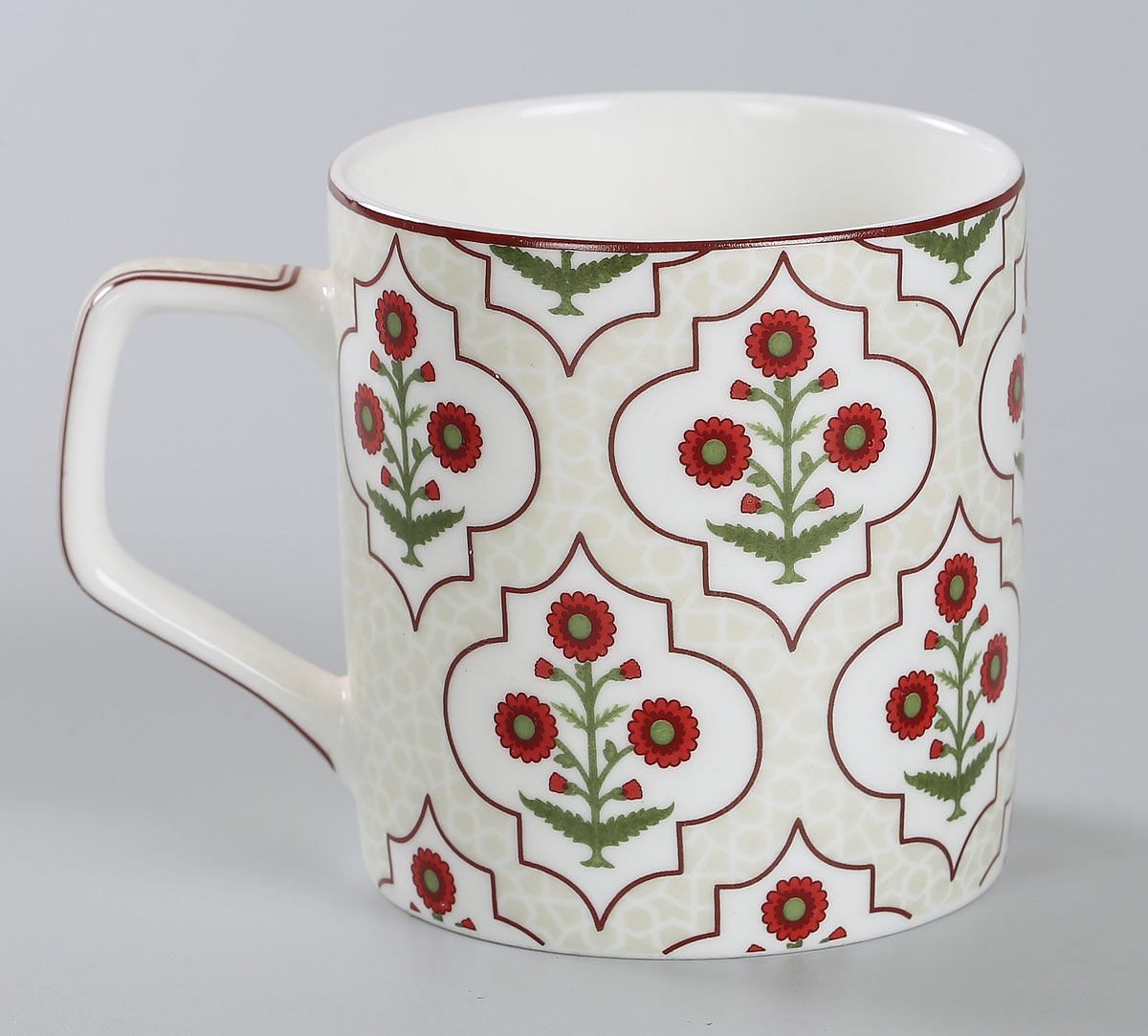 India Circus Grey Poppy Flower Mug Set of 6