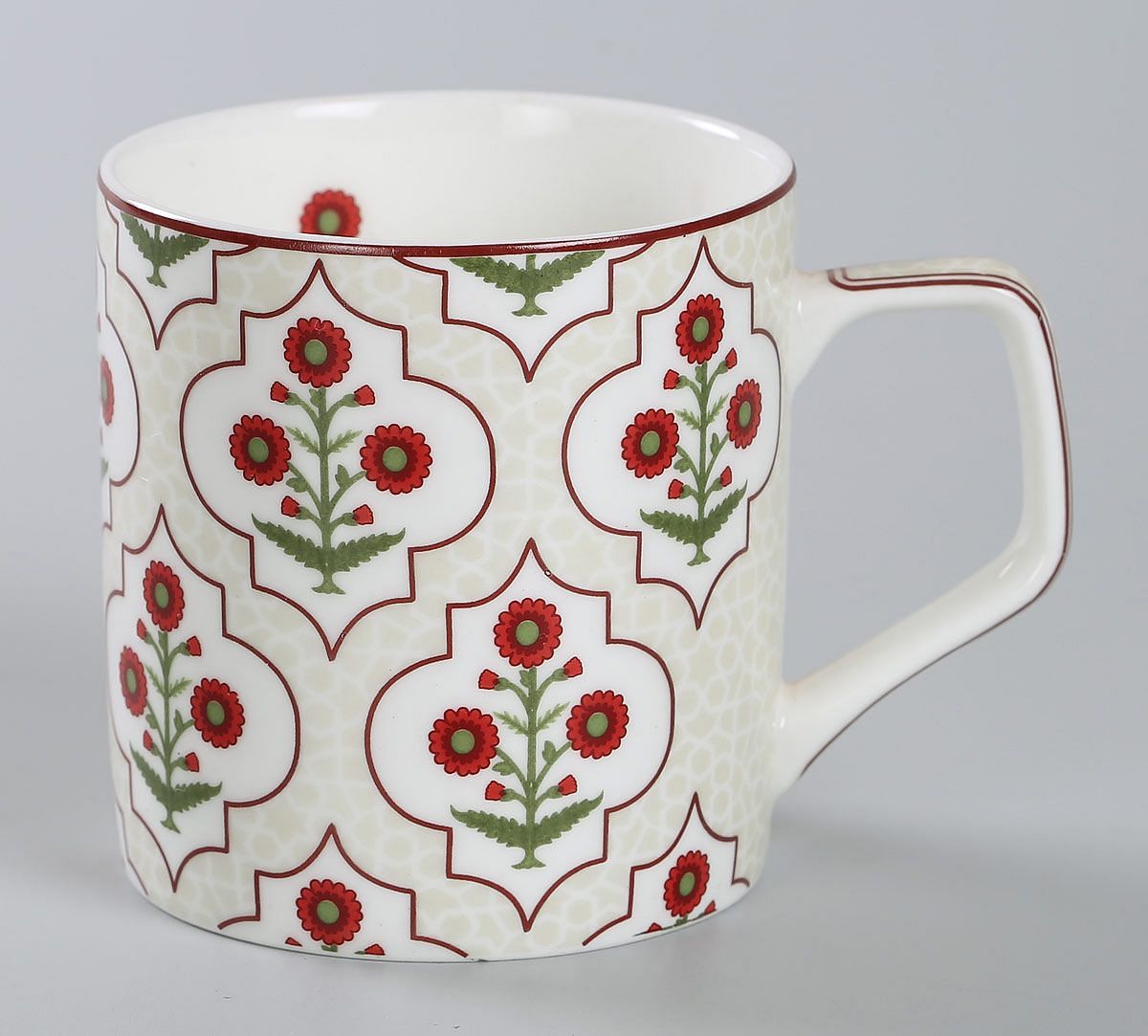 India Circus Grey Poppy Flower Mug Set of 6