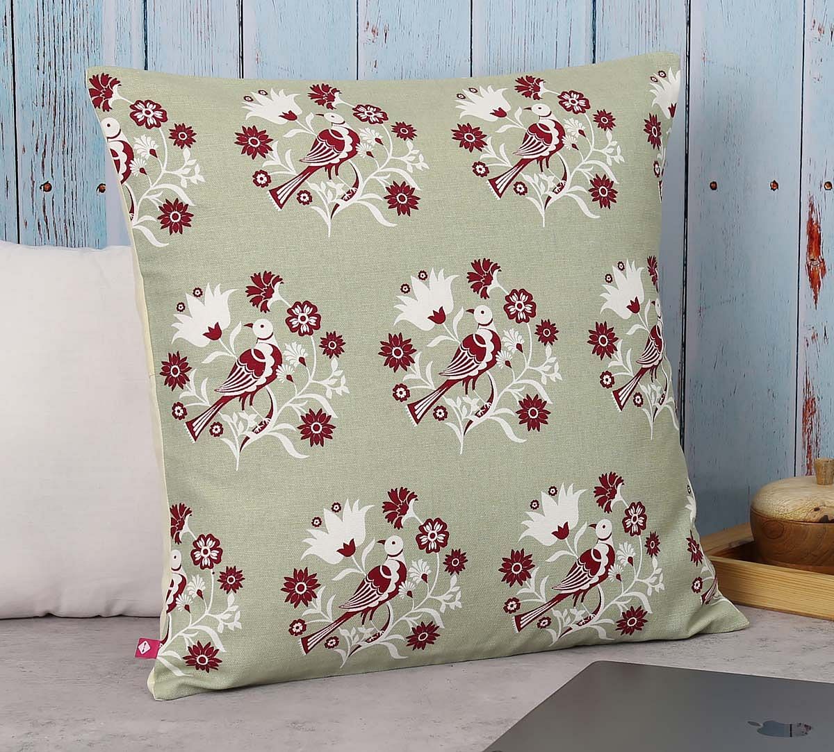 India Circus Grey Psittacines Enquiry Cotton Cushion Cover