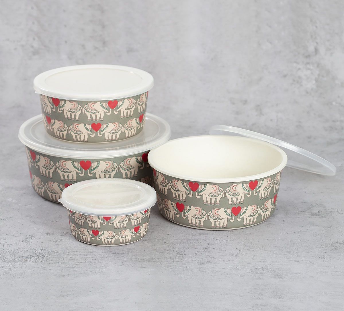 India Circus Heart Tusker Bamboo Container Set
