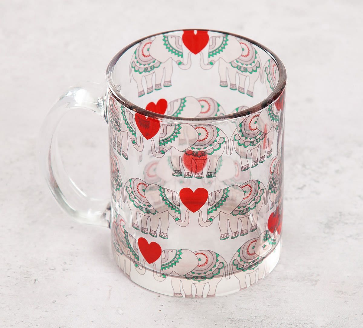 India Circus Heart Tusker Glass Mug