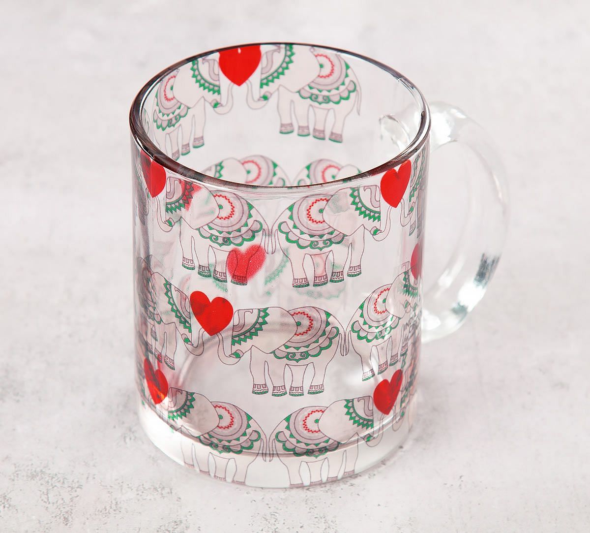 India Circus Heart Tusker Glass Mug