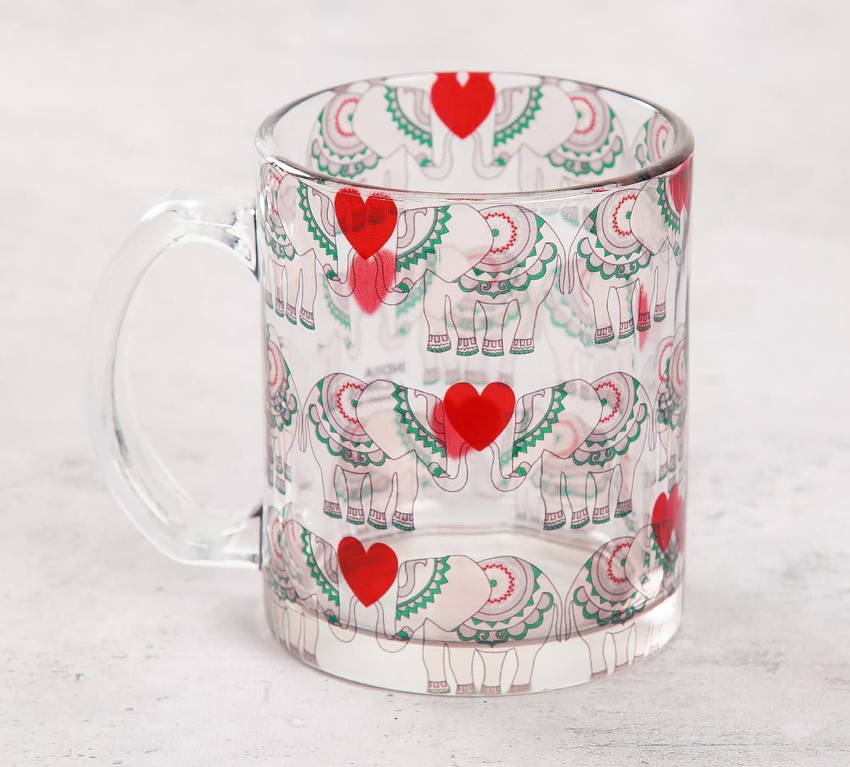 India Circus Heart Tusker Glass Mug