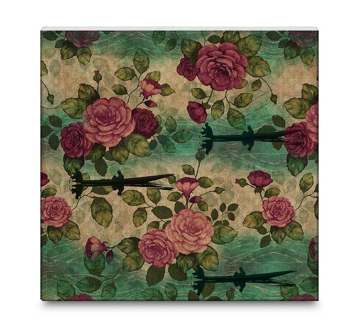 India Cirucs Lakeside Roses Canvas Wall Art