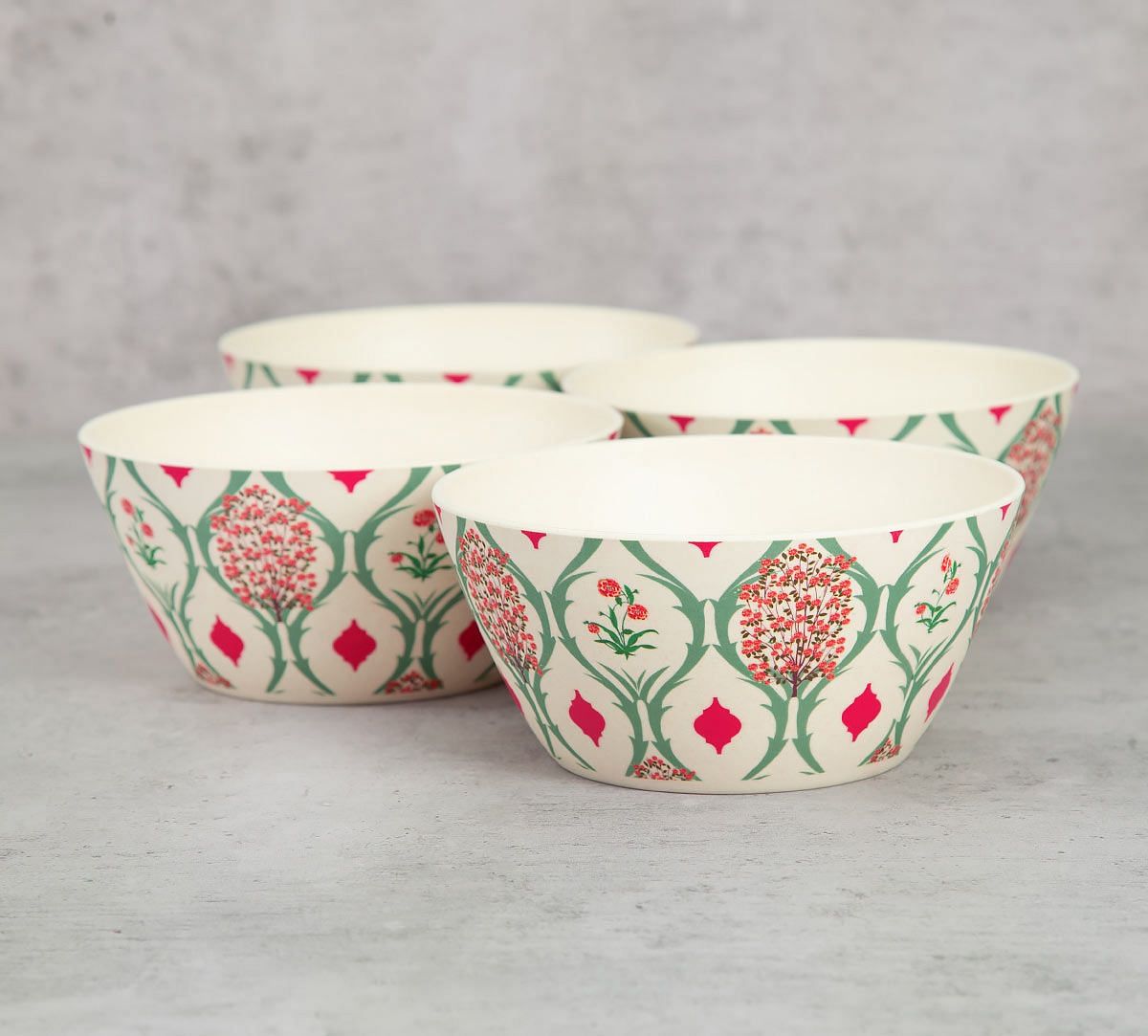 India Circus Lattice Blooms Bamboo Salad Bowl Set