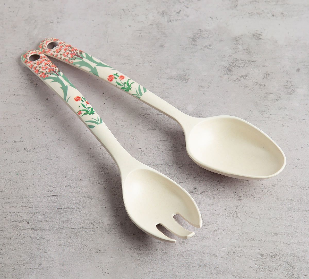 India Circus Lattice Blooms Bamboo Salad Bowl Set